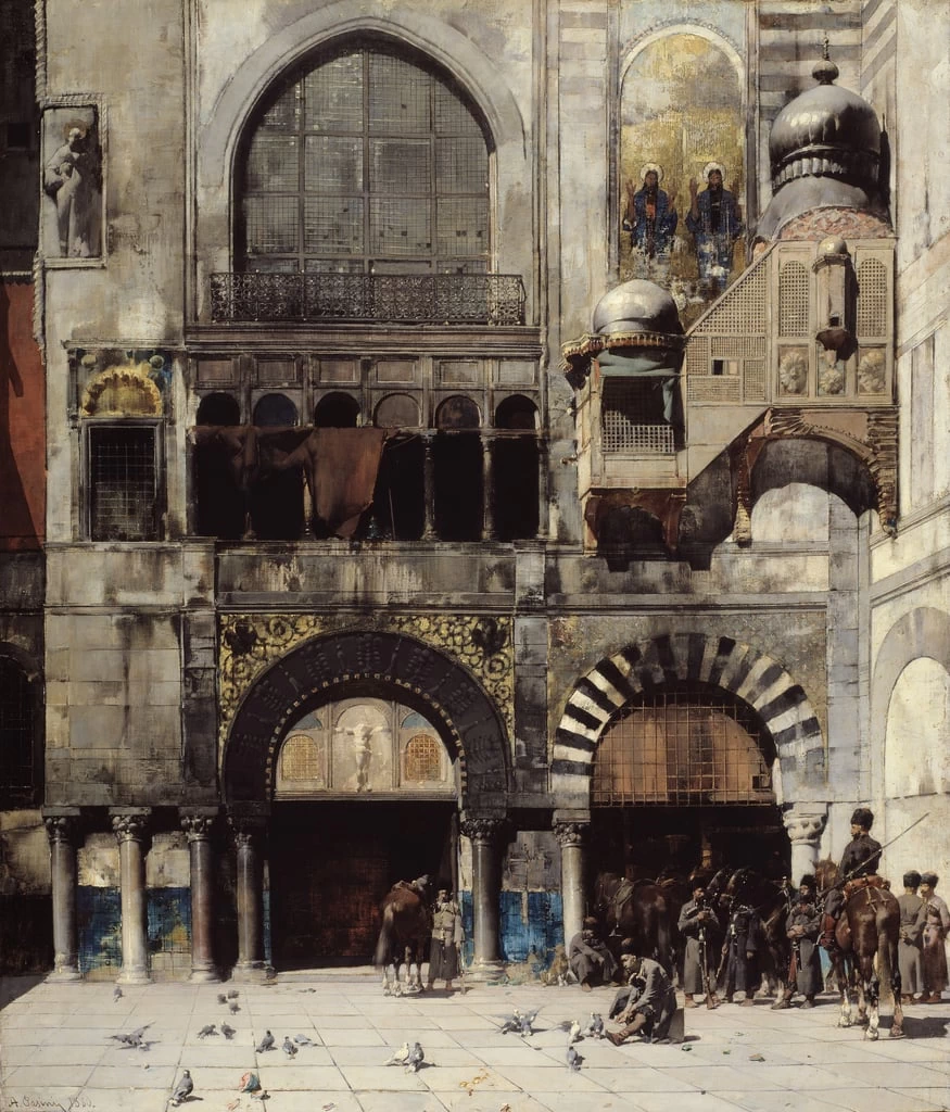 Cavalleria circassa in attesa del suo comandante alla porta di un monumento bizantino, Memoria d'Oriente - Art Institute of Chicago